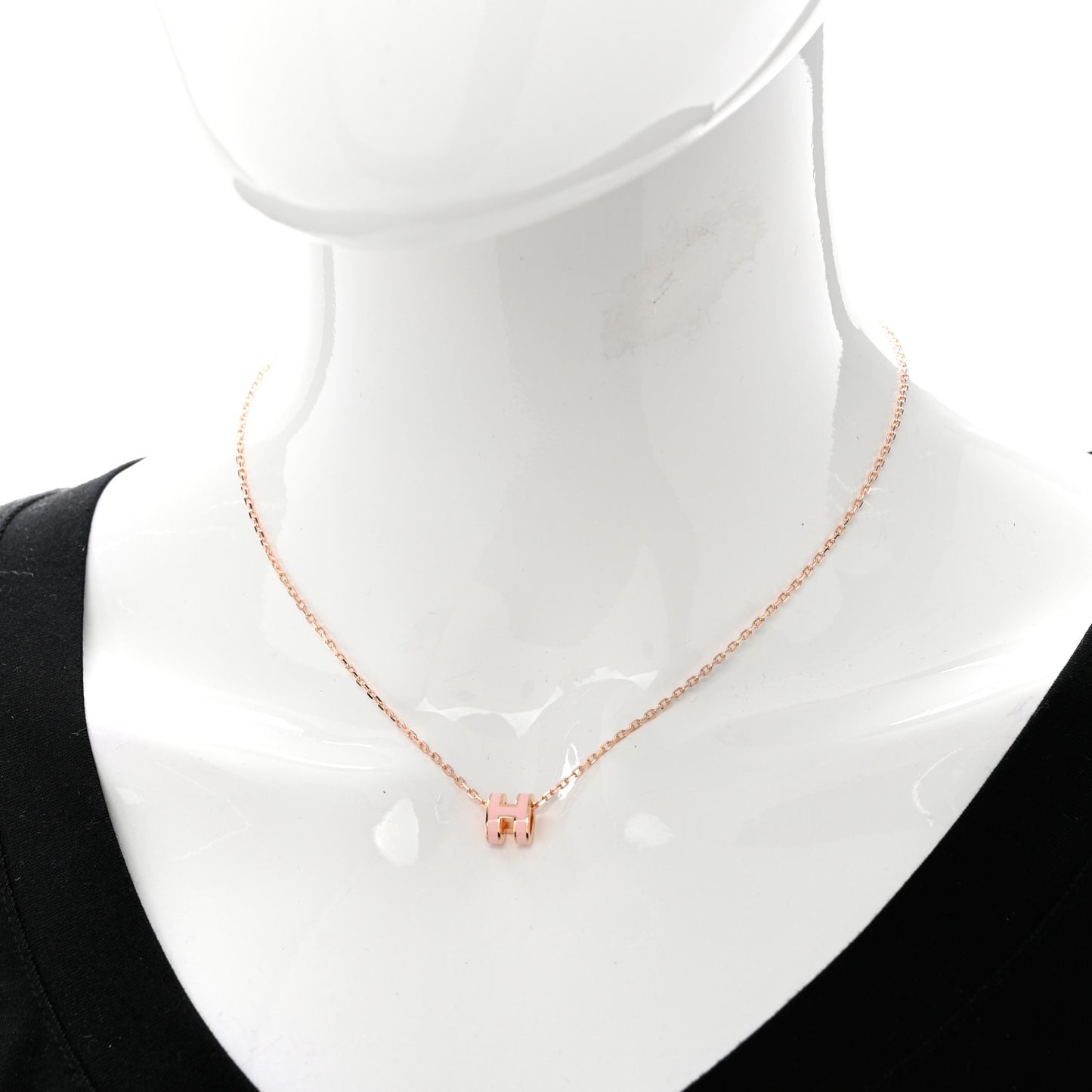 Lacquered Rose Gold Mini Pop H Pendant Necklace Rose Dragee