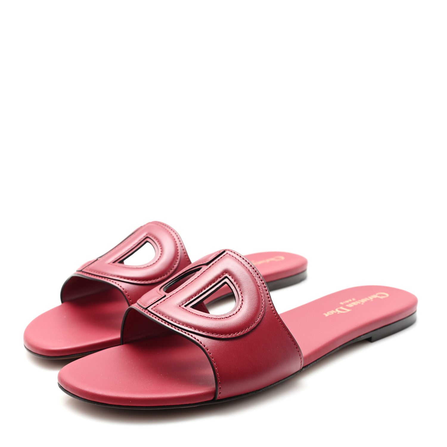 Christian Dior Lambskin Rubber Dioriviera Dioract Slide 35 White 40 Strawberry 4 of 9