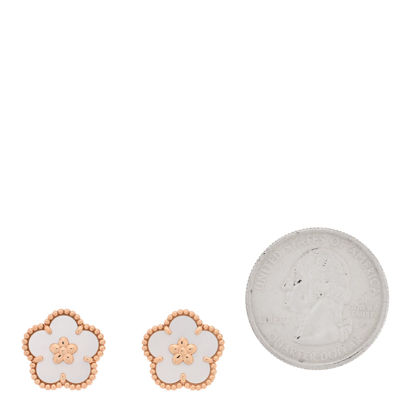 18K Rose Gold Mother of Pearl Lucky Springs Plum Blossom Earrings