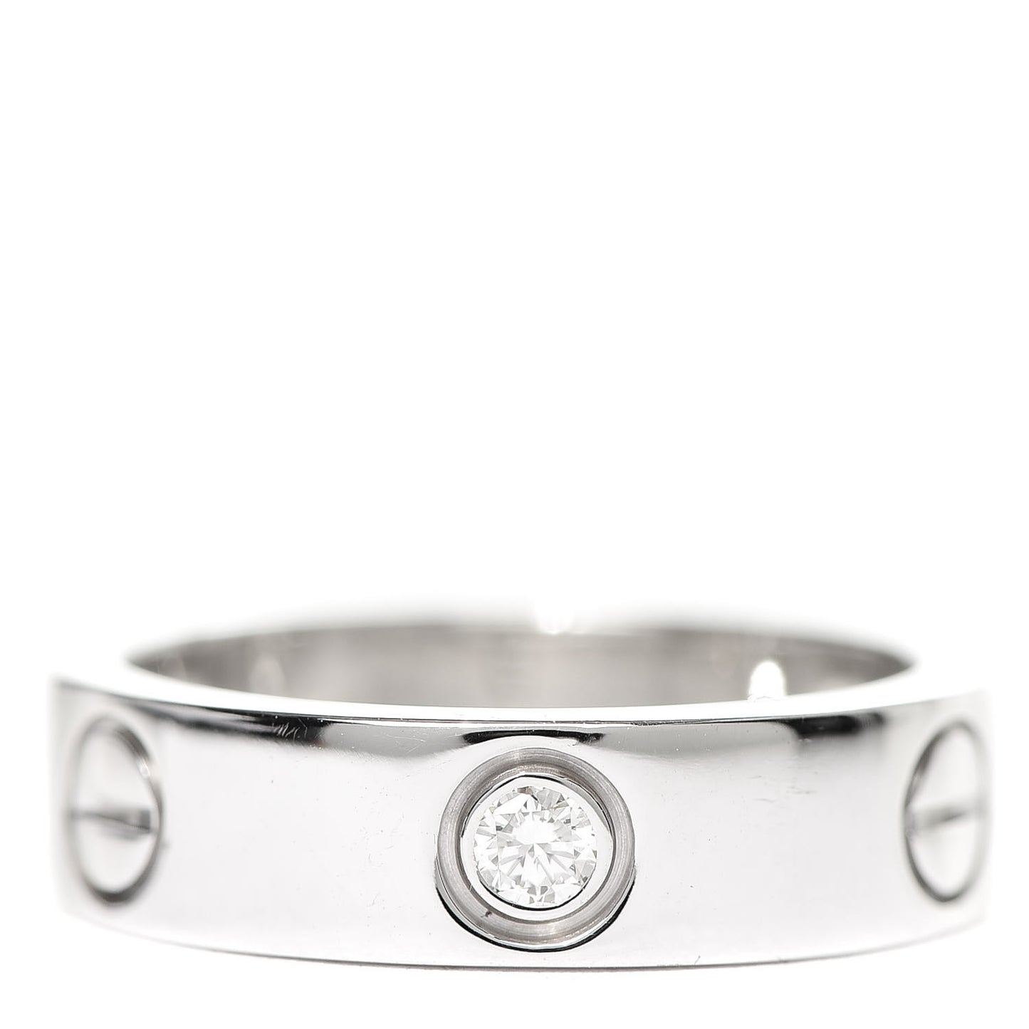 18K White Gold 3 Diamond 5.5mm LOVE Ring 53 6.25