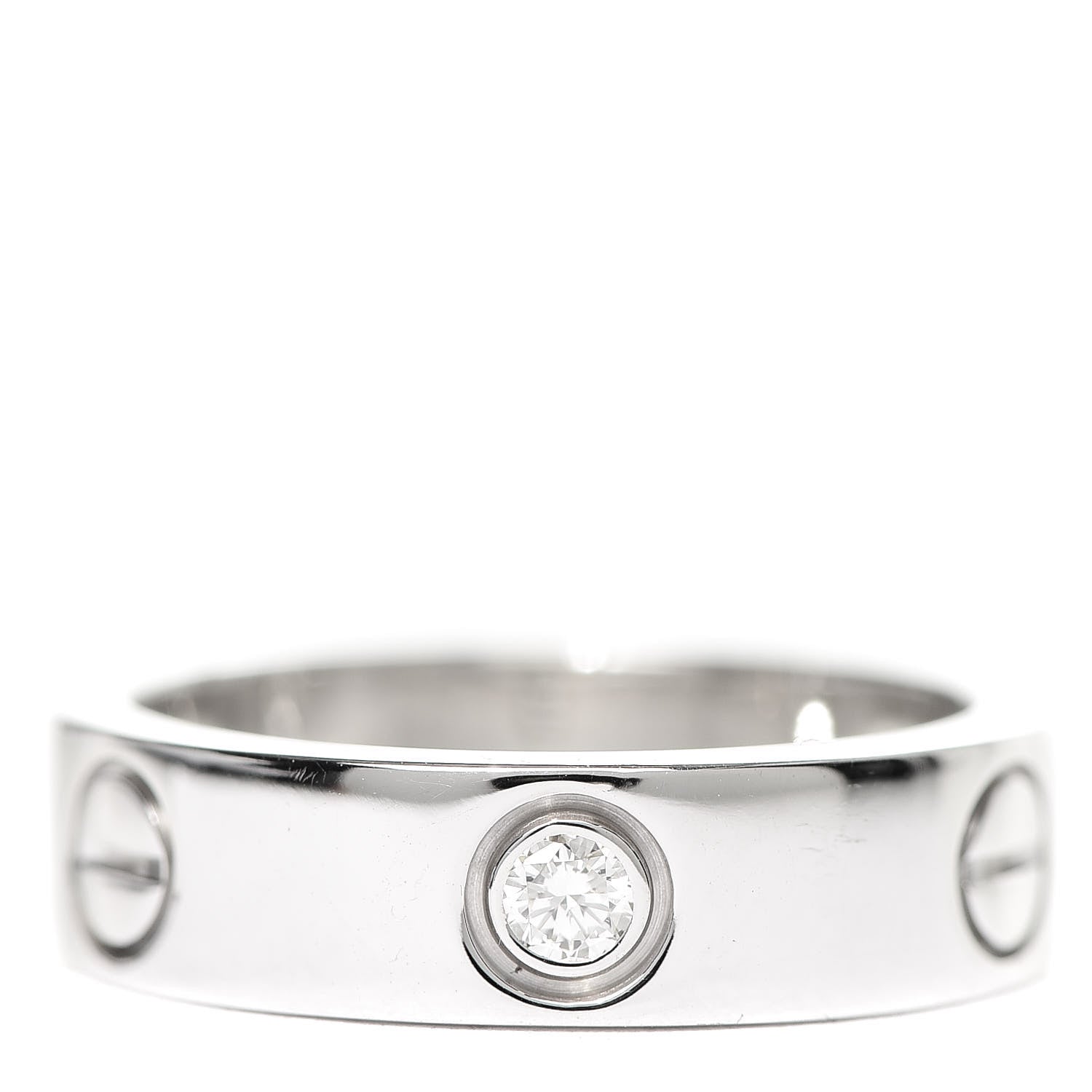 Cartier 18K White Gold 3 Diamond 5.5mm LOVE Ring 53 6.25 1 of 7