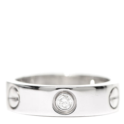 Cartier 18K White Gold 3 Diamond 5.5mm LOVE Ring 53 6.25 1 of 7