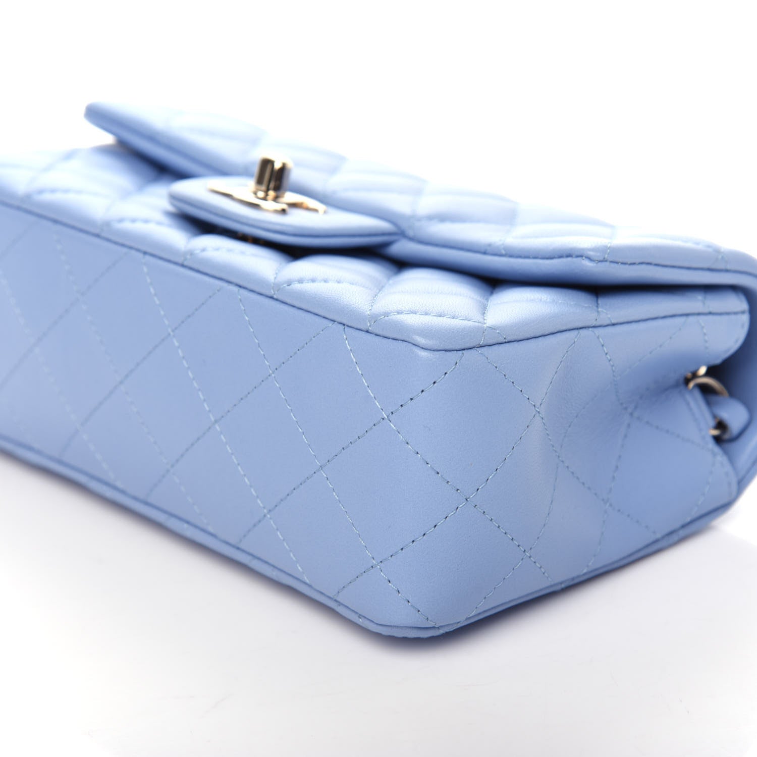 Chanel Lambskin Quilted Mini Rectangular Flap Light Blue 9 of 10