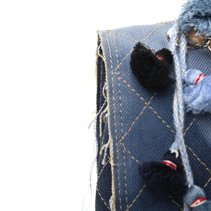 Chanel Denim Quilted Medium Pompom Flap Dark Blue 10 of 12