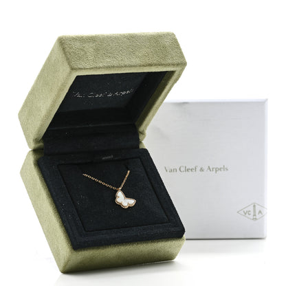 Van Cleef & Arpels 18K Yellow Gold Mother of Pearl Sweet Alhambra Butterfly Pendant Necklace 6 of 6