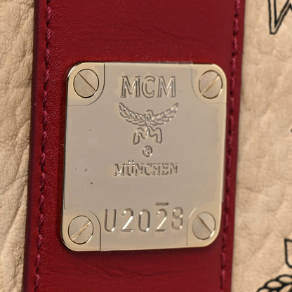 MCM Visetos Medium Liz Reversible Shopper Tote Beige Red 9 of 15