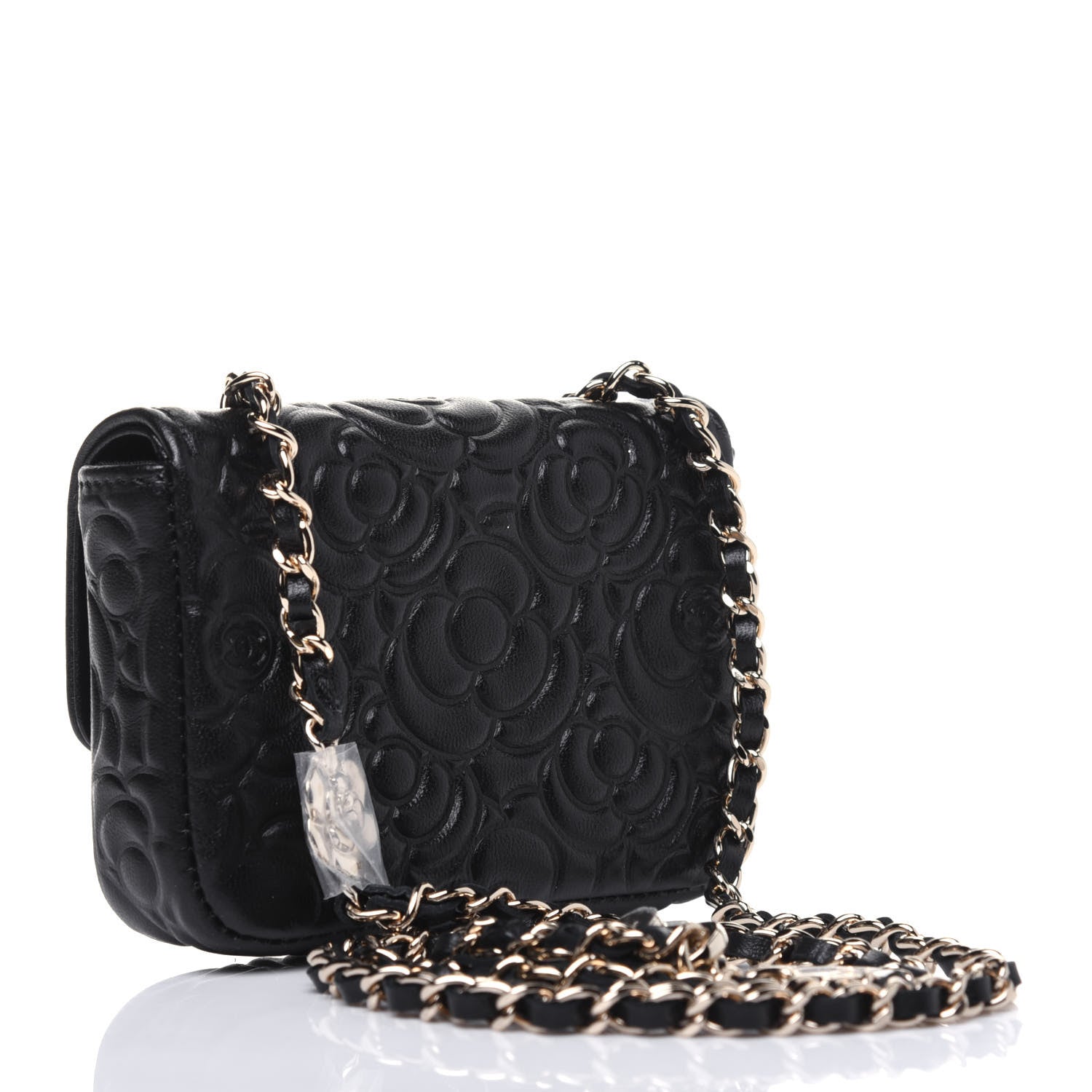Chanel Lambskin Camellia Embossed Chain Belt Bag Black 3 of 13