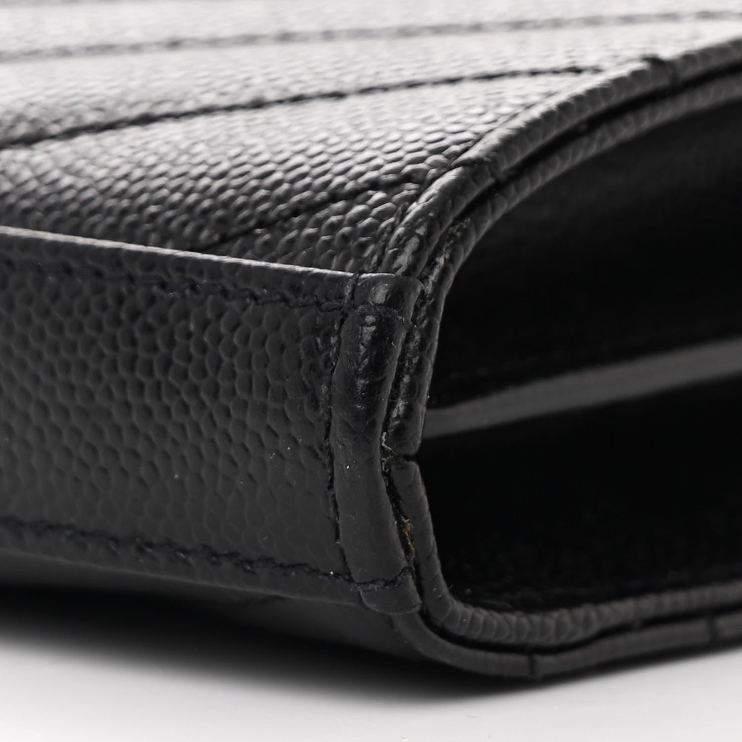 Saint Laurent Grain De Poudre Matelasse Chevron Monogram Chain Wallet Black 12 of 12