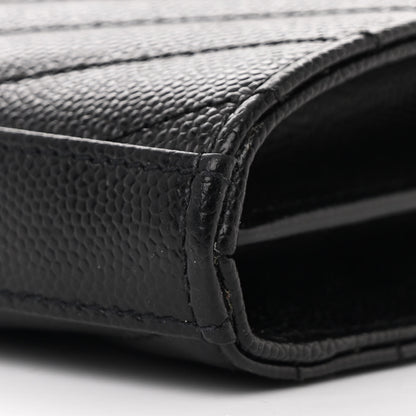 Saint Laurent Grain De Poudre Matelasse Chevron Monogram Chain Wallet Black 12 of 12