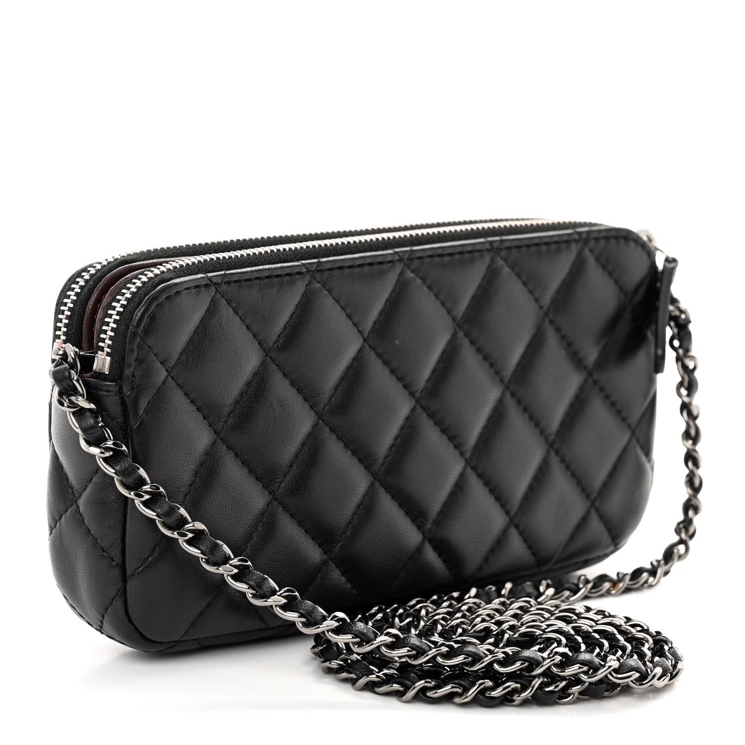 Chanel Lambskin Quilted Small Clutch With Chain Black 3 of 13