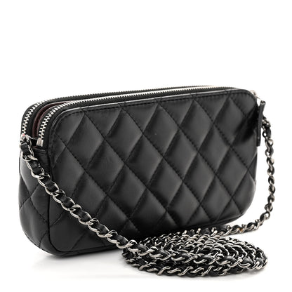 Chanel Lambskin Quilted Small Clutch With Chain Black 3 of 13