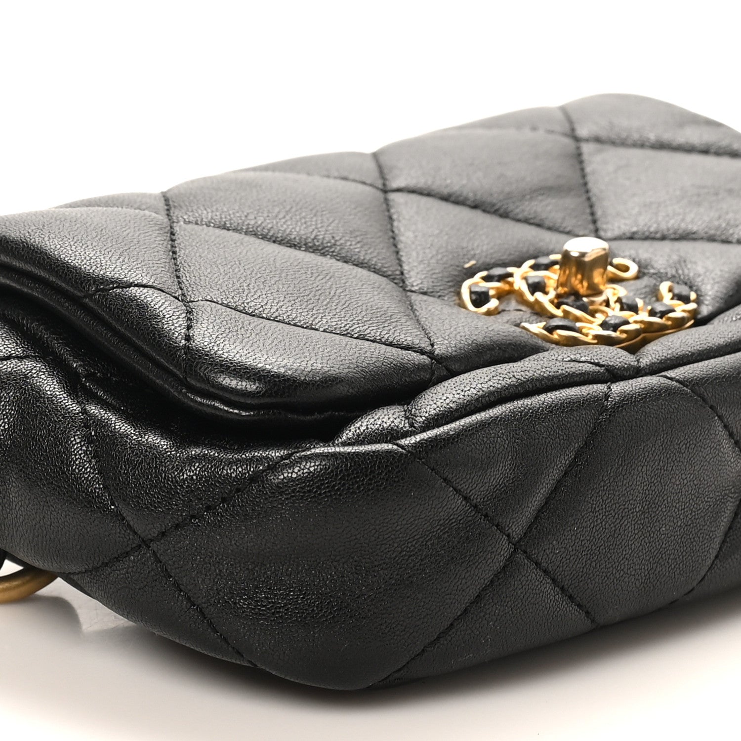 Chanel Goatskin Quilted Chanel 19 Waist Bag Black 1817281