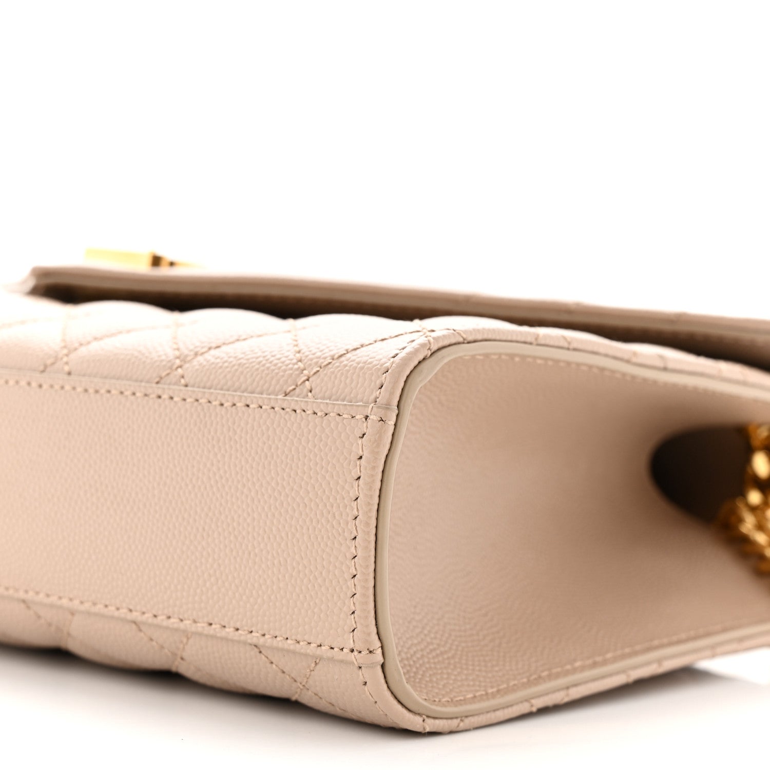 Saint Laurent Grain De Poudre Textured Mixed Matelasse Medium Triquilt Monogram Satchel Dark Beige 10 of 10