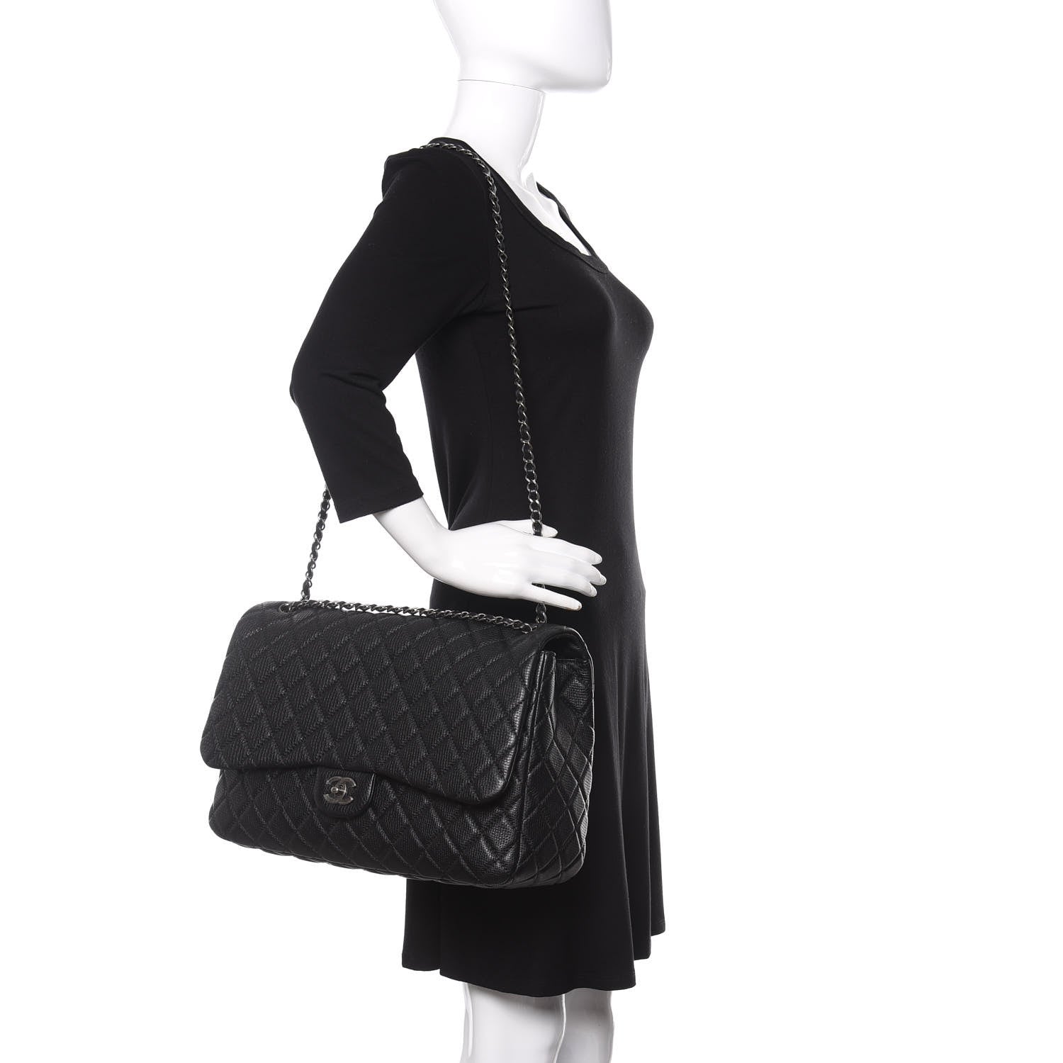 Chanel Grained Calfskin Quilted Small XXL Travel Flap Bag Black 3 of 11
