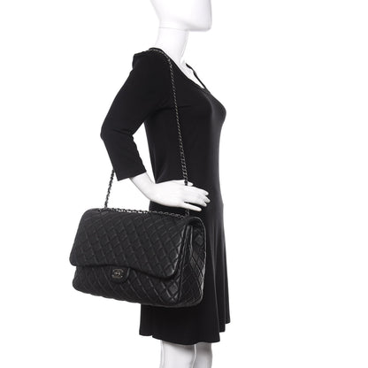 Chanel Grained Calfskin Quilted Small XXL Travel Flap Bag Black 3 of 11