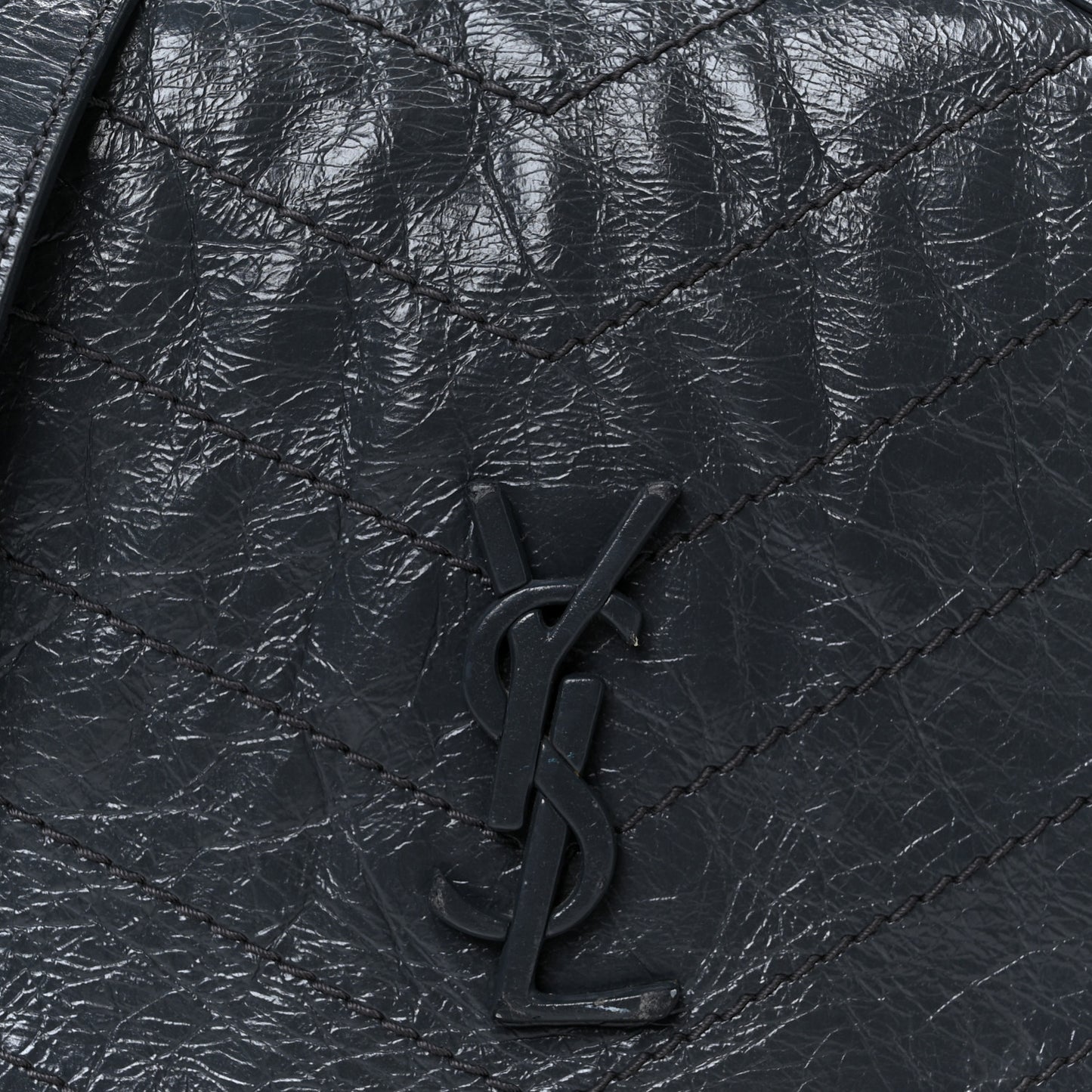 Crinkled Calfskin Matelasse Monogram Niki Chain Wallet Dark Smog