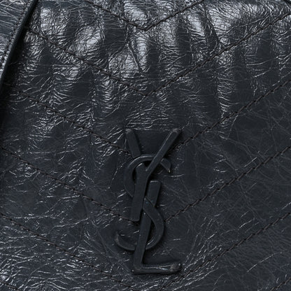 Saint Laurent Crinkled Calfskin Matelasse Monogram Niki Chain Wallet Dark Smog 7 of 9