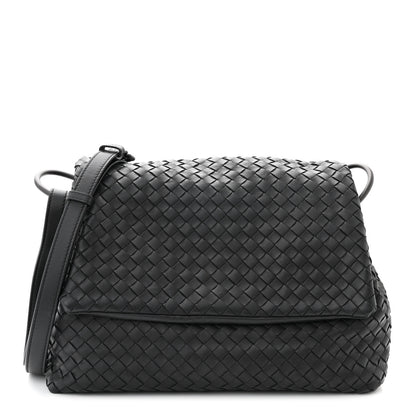 Bottega Veneta Nappa Intrecciato Flap Shoulder Bag Black 1 of 10