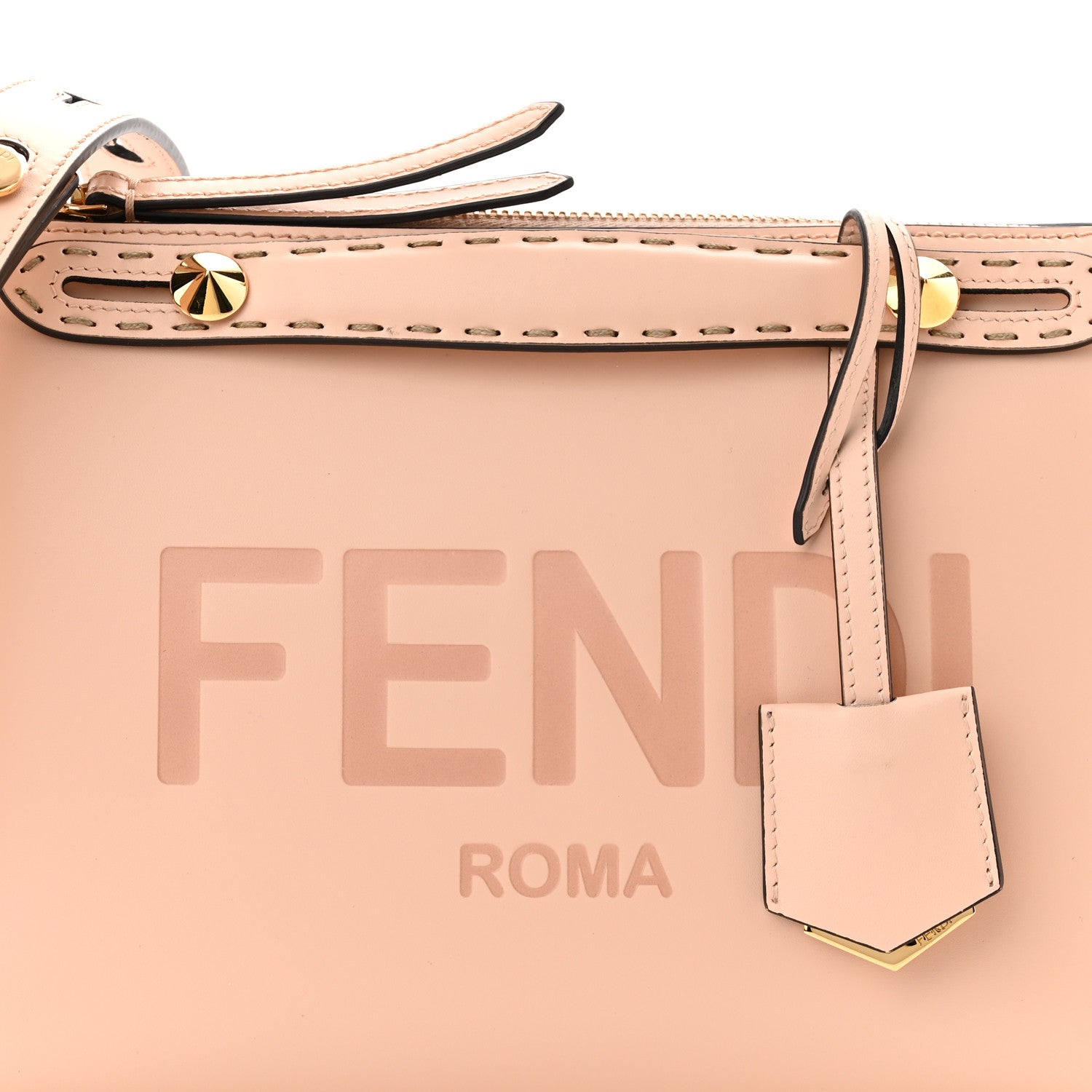 Fendi Vitello King Logo Embossed Medium By The Way Boston Bag Light Rose 8 of 10
