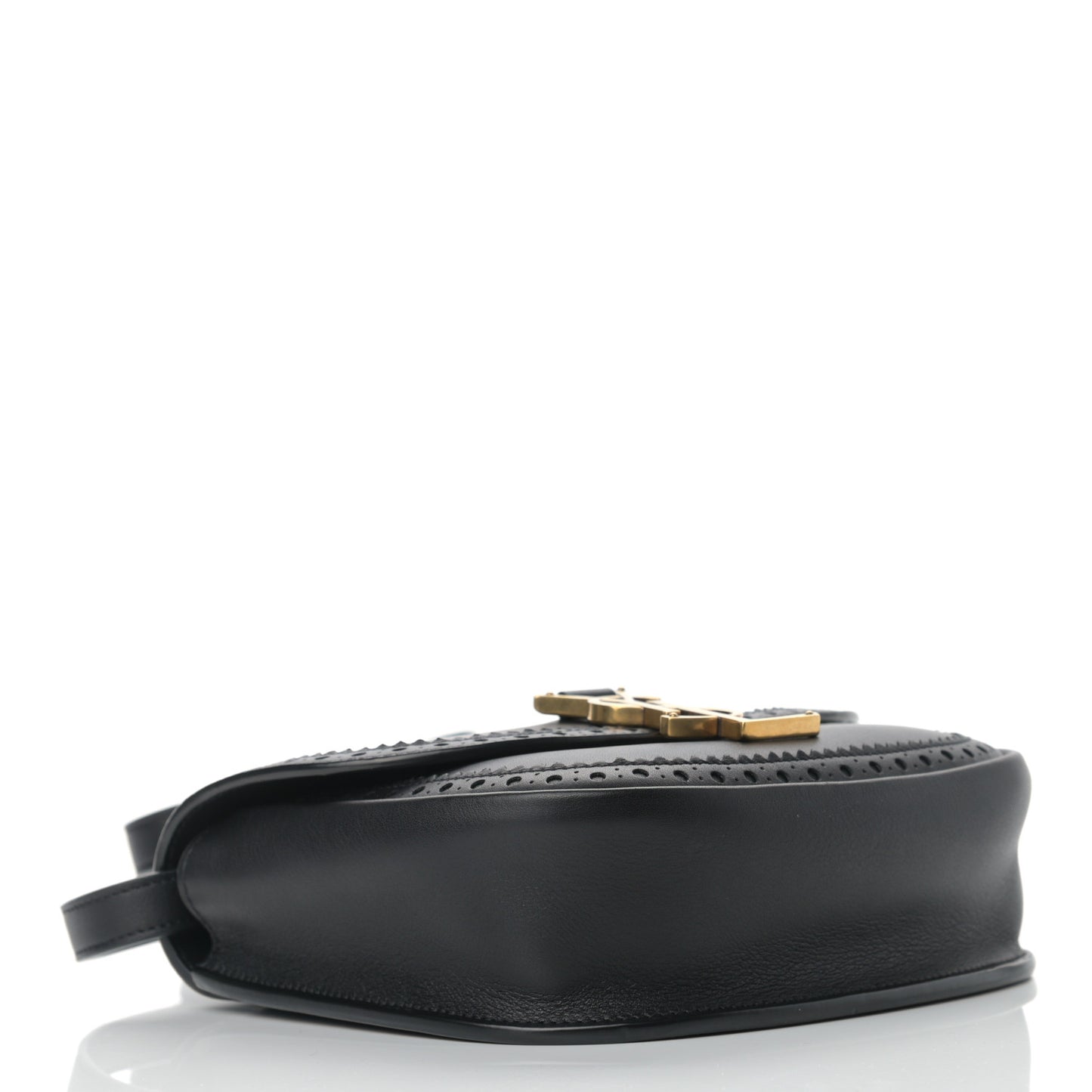 Smooth Calfskin Perforated Classic Monogram Small Kaia Satchel Black