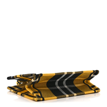 Christian Dior Canvas Embroidered Small Tartan Check Book Tote Yellow Multicolor 4 of 10