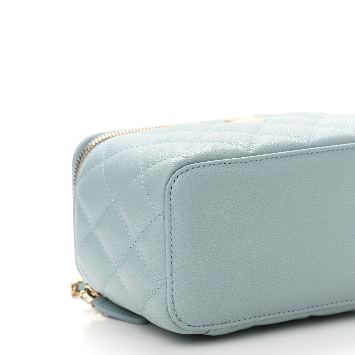 Chanel Caviar Quilted Small Tiny CC Vanity Case With Chain Light Blue 5 of 12