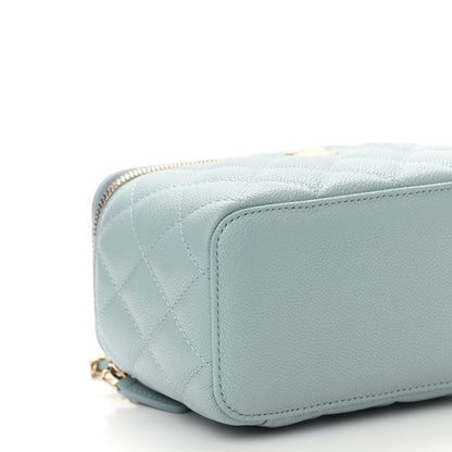 Chanel Caviar Quilted Small Tiny CC Vanity Case With Chain Light Blue 5 of 12