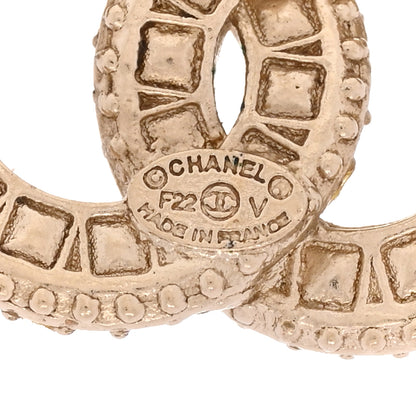Chanel Crystal Timeless CC Earrings Light Gold 4 of 6