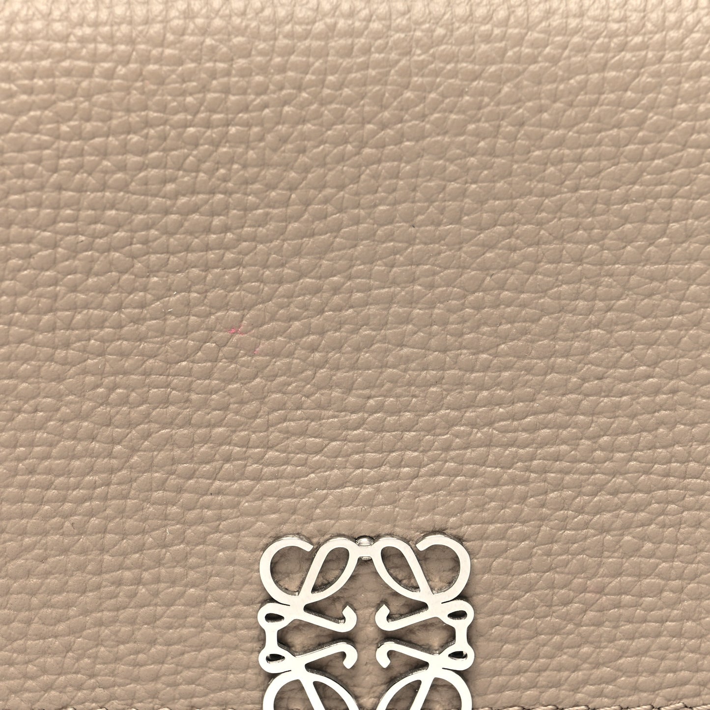 Pebble Grain Calfskin Anagram Small Vertical Wallet Sand