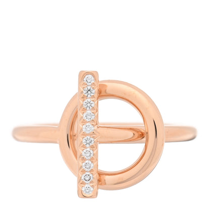 Hermes 18K Rose Gold Diamond PM Echappee Ring 53 6.5 1 of 5