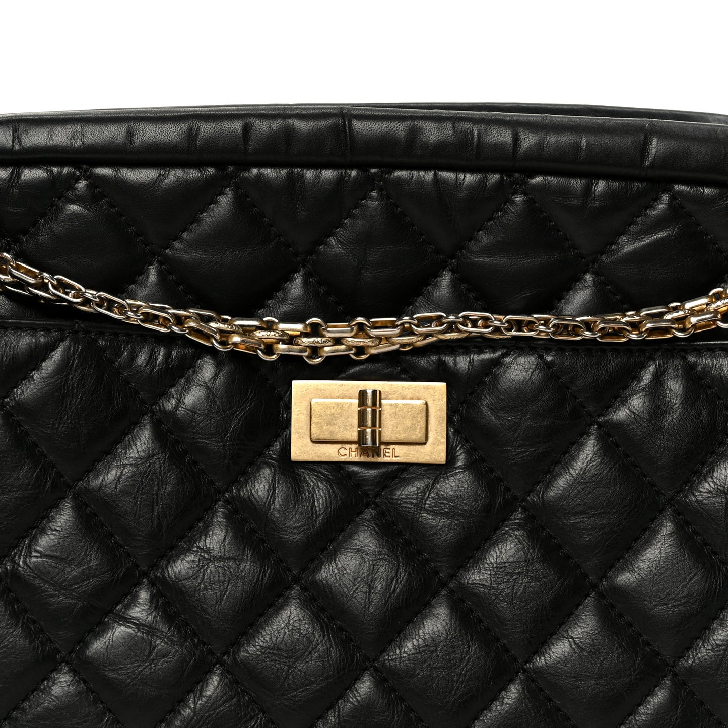 Aged Calfskin Quilted Medium Reissue Camera Case Black