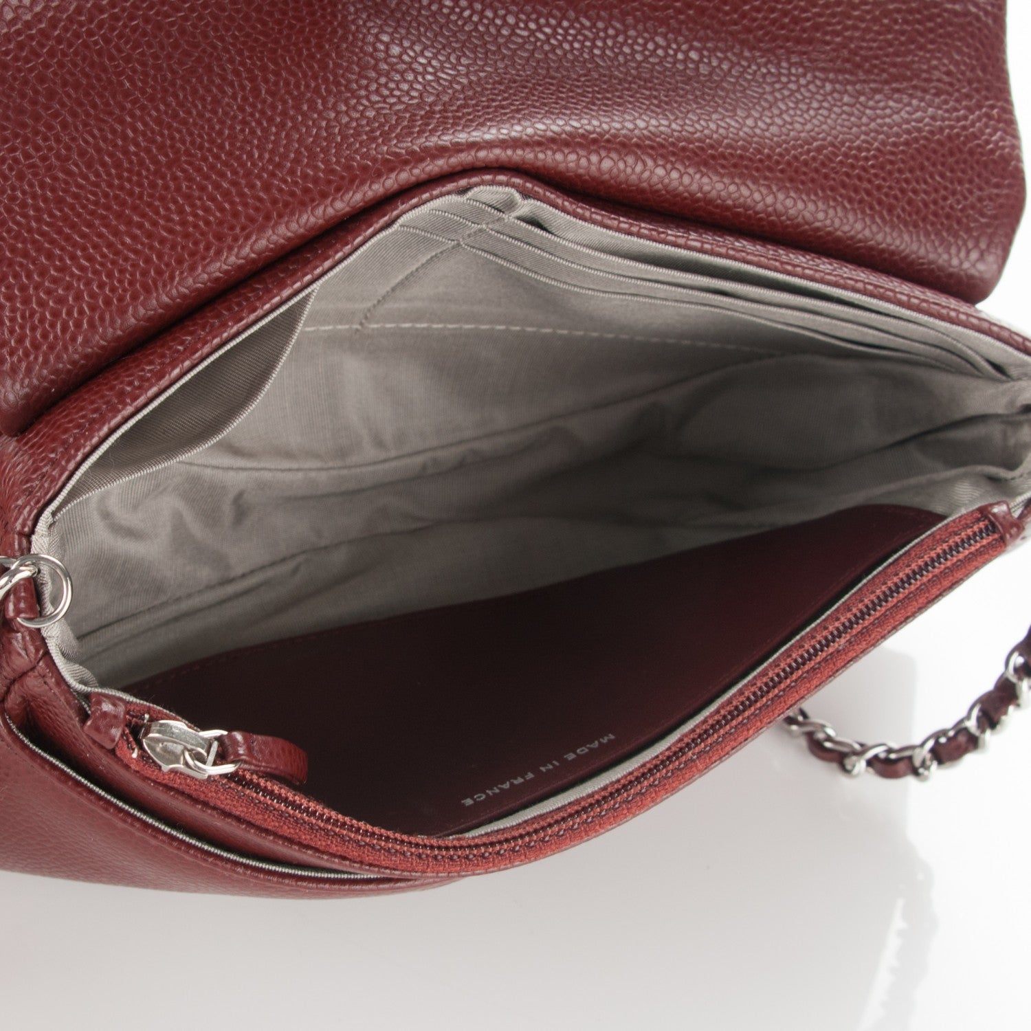 Chanel Caviar Half Moon Wallet On Chain WOC Dark Red 5 of 8