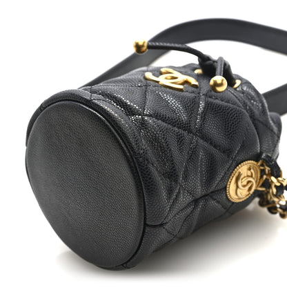 Chanel Caviar Quilted Twist Your Buttons Micro Bucket Bag Black 10 of 10
