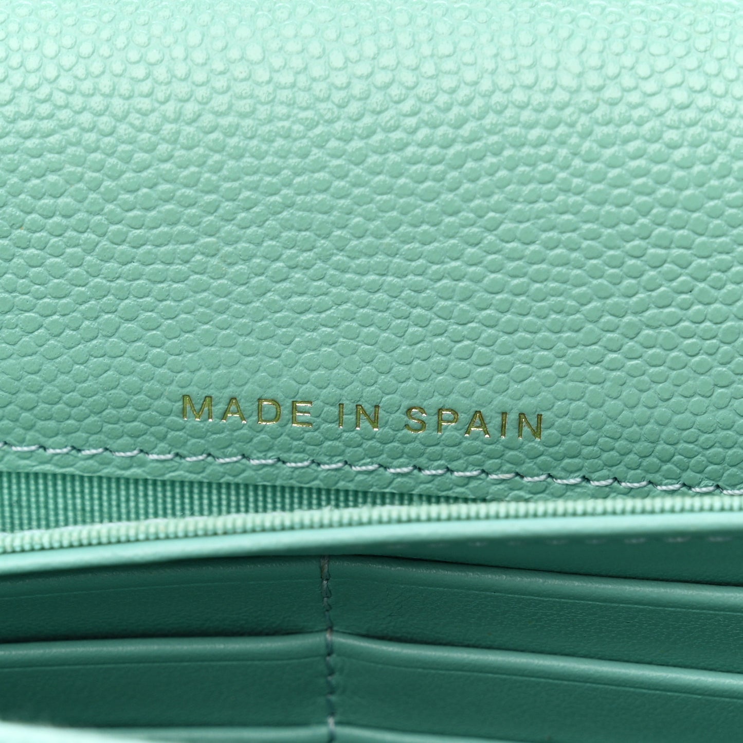 Caviar Quilted Large Gusset Flap Wallet Light Green