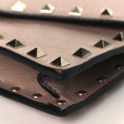 Valentino Garavani Pebbled Calfskin Rockstud Envelope Wallet on Chain Poudre 8 of 10