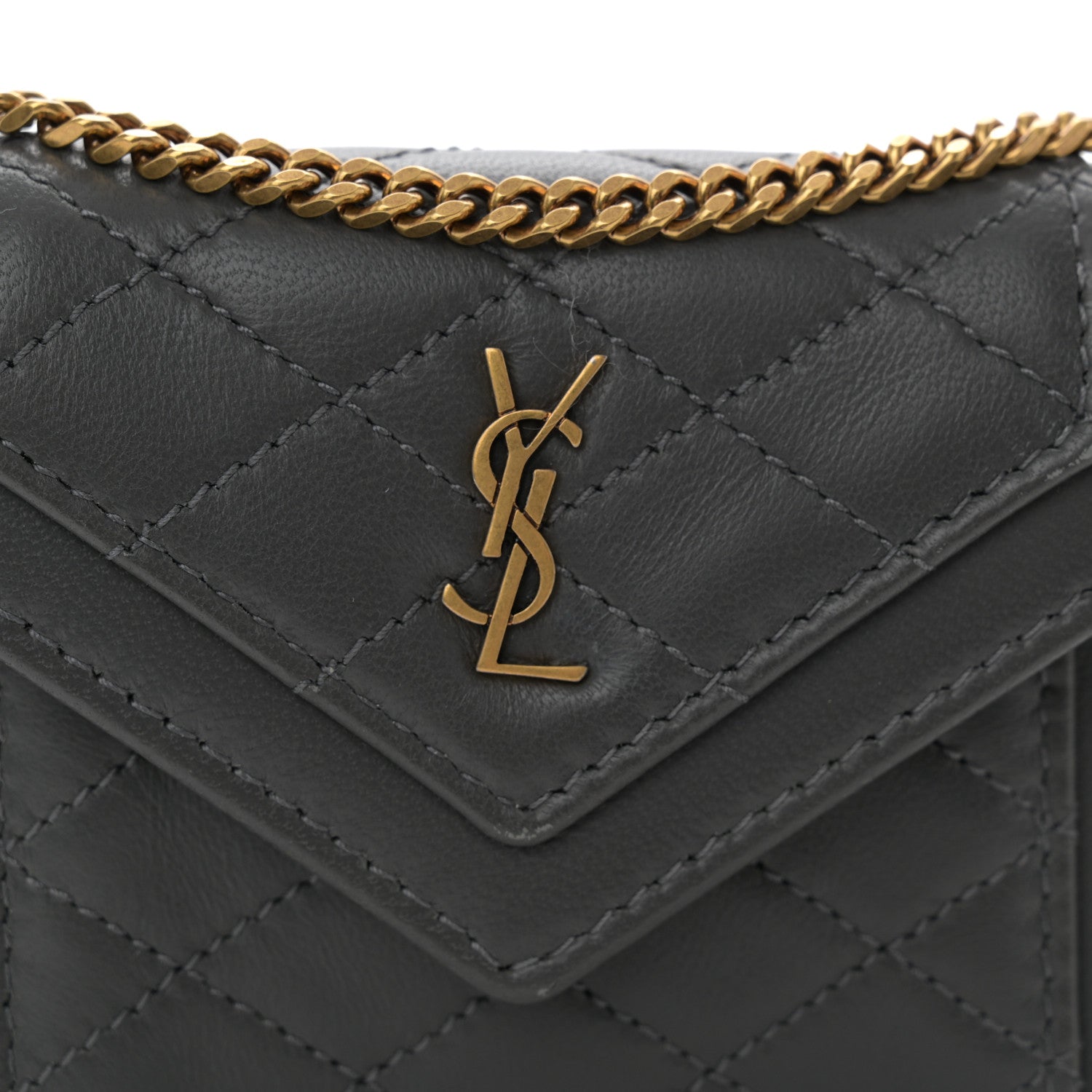 Saint Laurent Lambskin Quilted Monogram Micro Gaby Crossbody Bag Storm 9 of 11