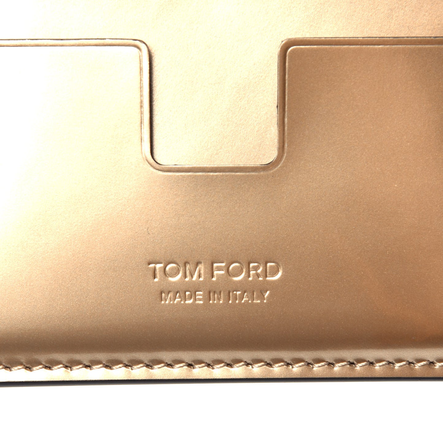 Metallic Calfskin Card Holder Gold