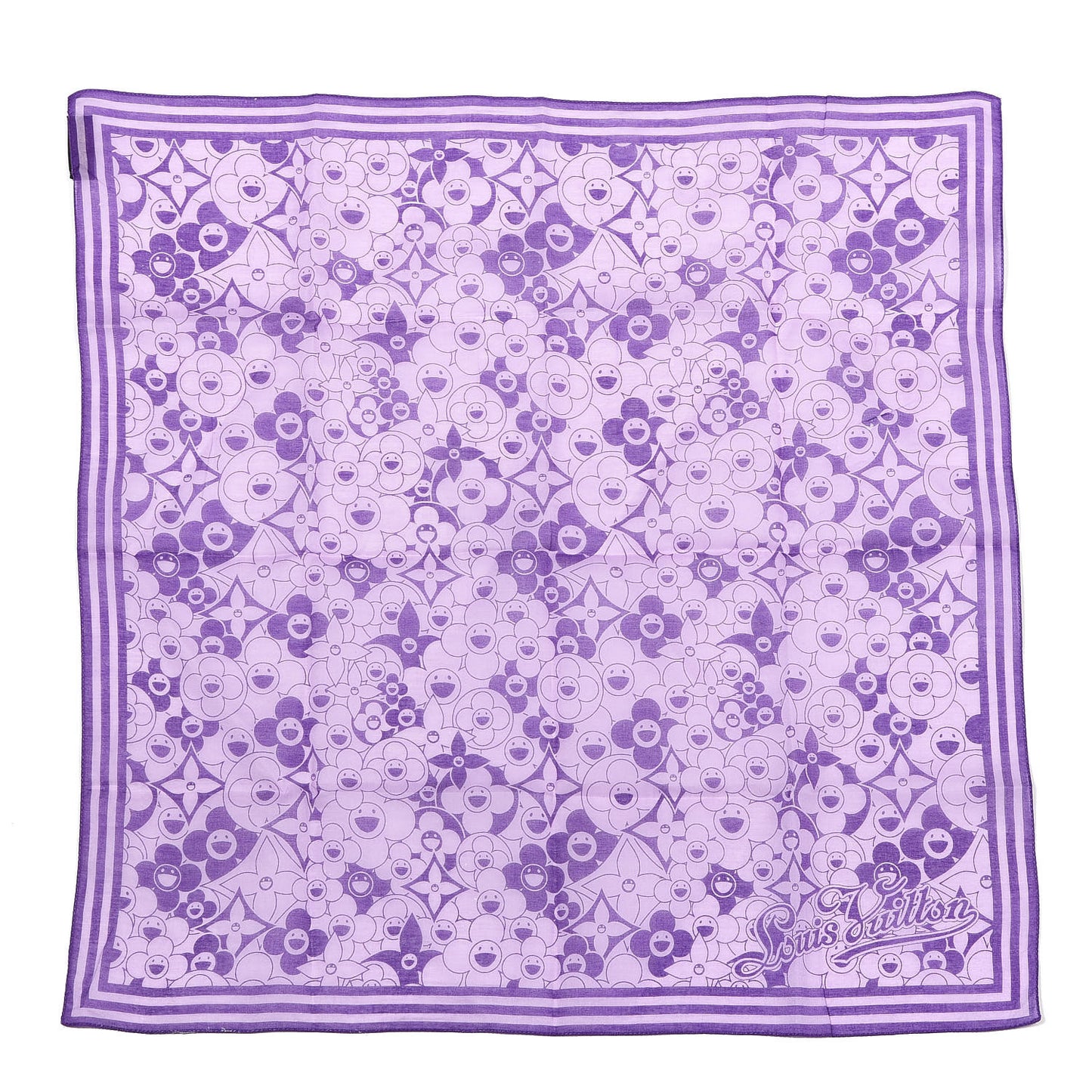 Cotton Takashi Murakami Cosmic Blossom Square Scarf Purple