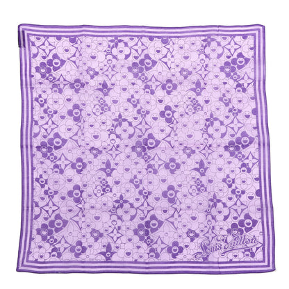 Louis Vuitton Cotton Takashi Murakami Cosmic Blossom Square Scarf Purple 1 of 4