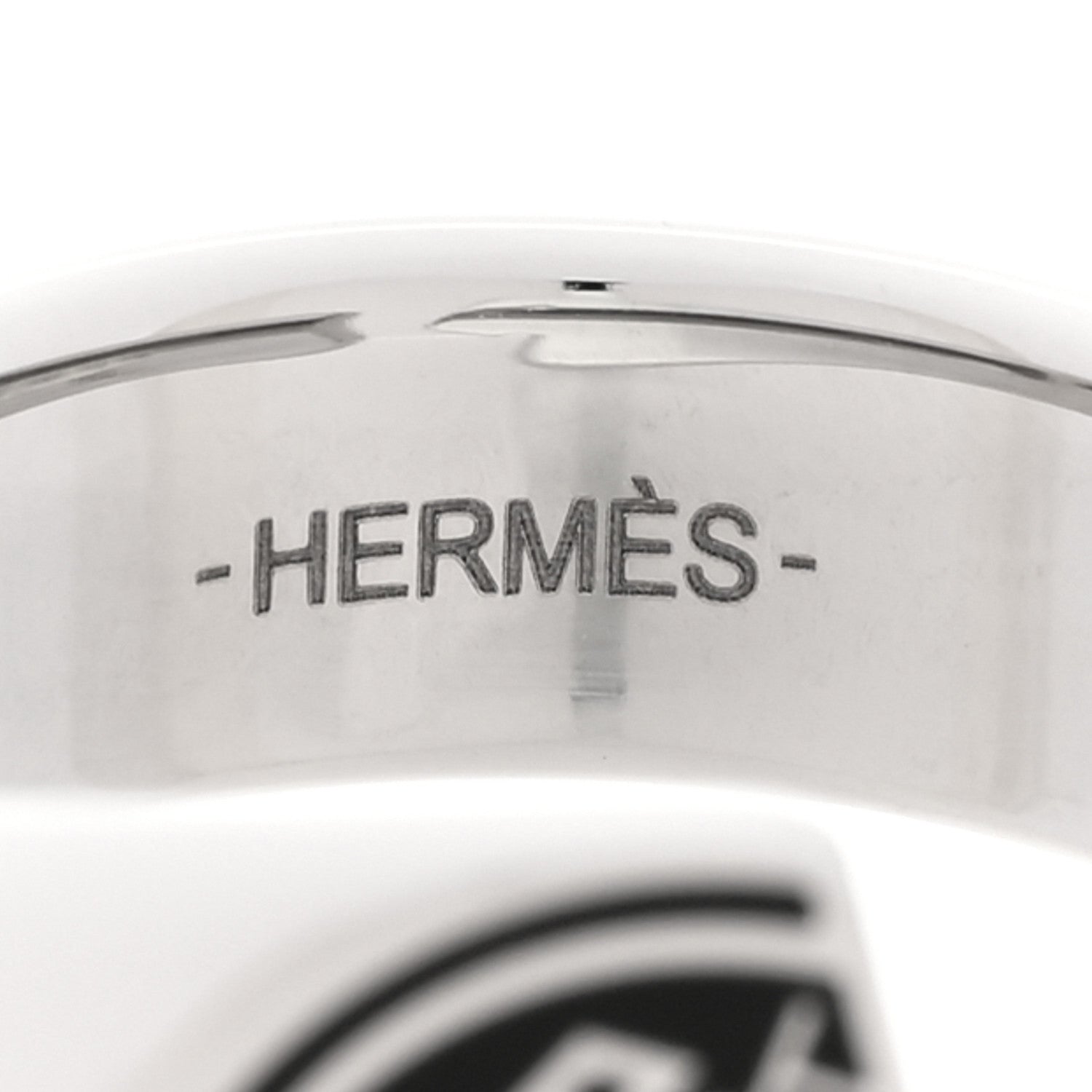 Hermes Stainless Steel Mens Carrousel Ring 62 10 Black 5 of 7