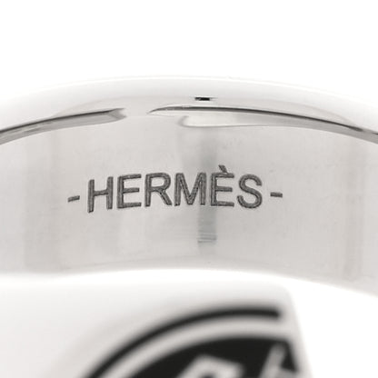 Hermes Stainless Steel Mens Carrousel Ring 62 10 Black 5 of 7