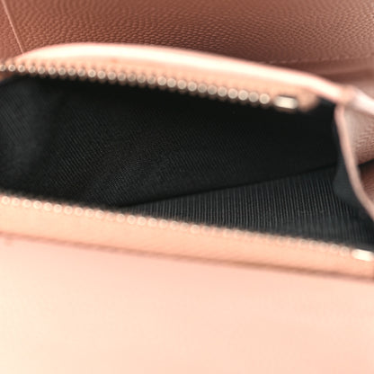 Saint Laurent Grain De Poudre Matelasse Chevron Monogram Compact Tri Fold Wallet Pale Pink 6 of 9
