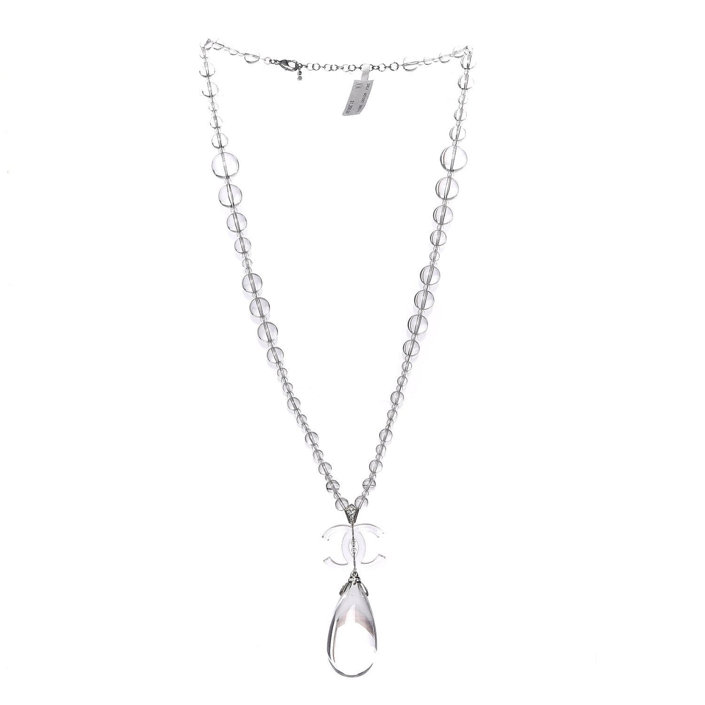Translucent Resin Crystal CC Long Chain Necklace Silver