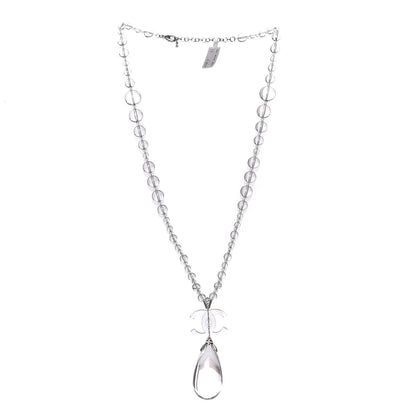 Chanel Translucent Resin Crystal CC Long Chain Necklace Silver 3 of 4