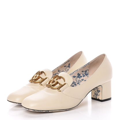 Gucci Malaga Kid GG Victoire 55mm Loafer Pumps 41 Vintage White 3 of 17