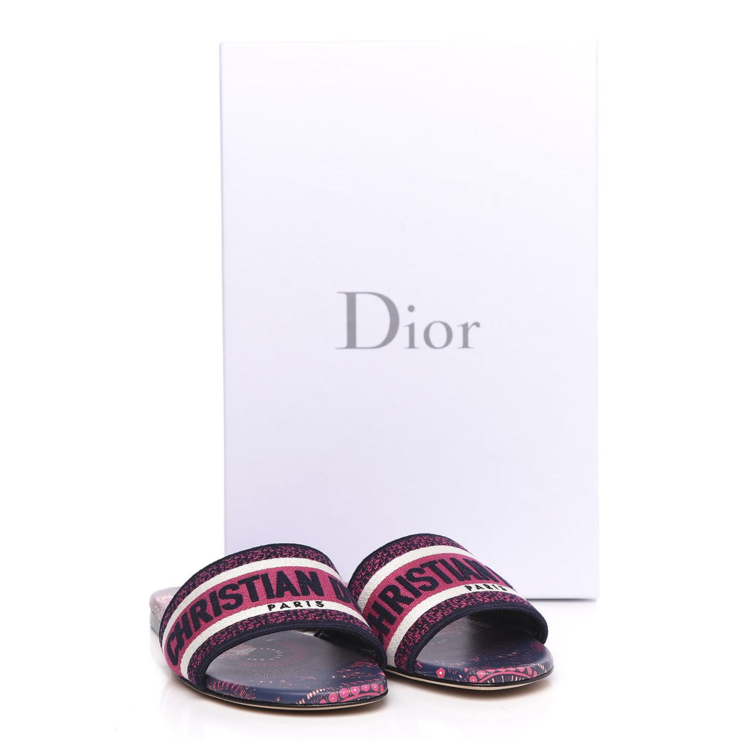 Canvas Embroidered Animals Dway Mules Slide Sandals 36 Deep Blue Fuchsia