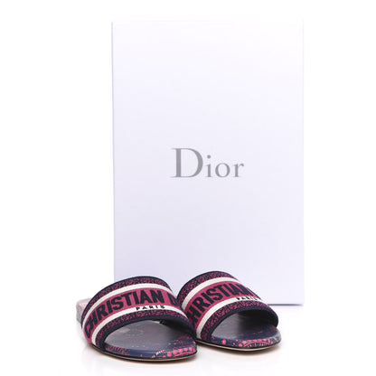 Christian Dior Canvas Embroidered Animals Dway Mules Slide Sandals 36 Deep Blue Fuchsia 9 of 9