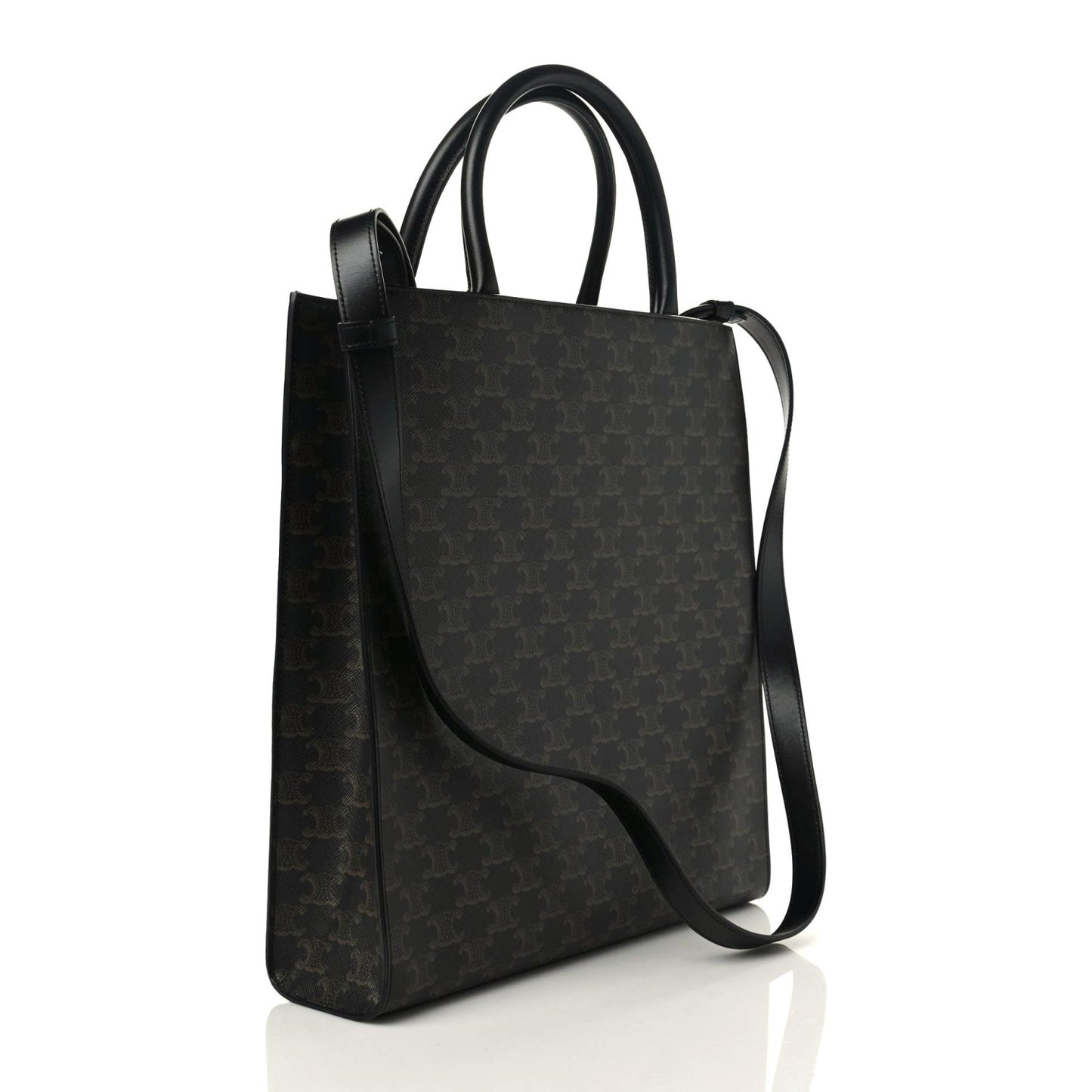 Triomphe Canvas Calfskin Medium Vertical Cabas Black