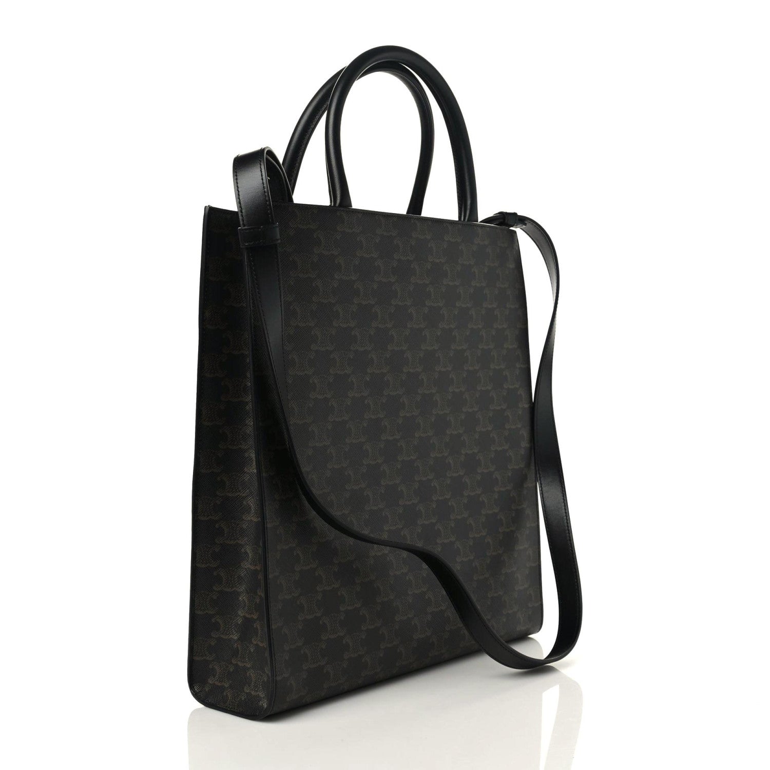 Celine Triomphe Canvas Calfskin Medium Vertical Cabas Black 3 of 7