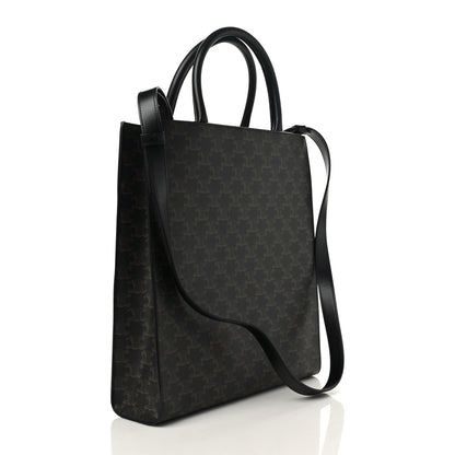 Celine Triomphe Canvas Calfskin Medium Vertical Cabas Black 3 of 7